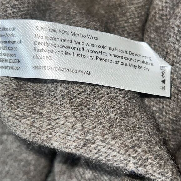 EILEEN FISHER Brown and Black Yak and Merino Wool Blend Wrap Cardigan-L - Picture 9 of 9